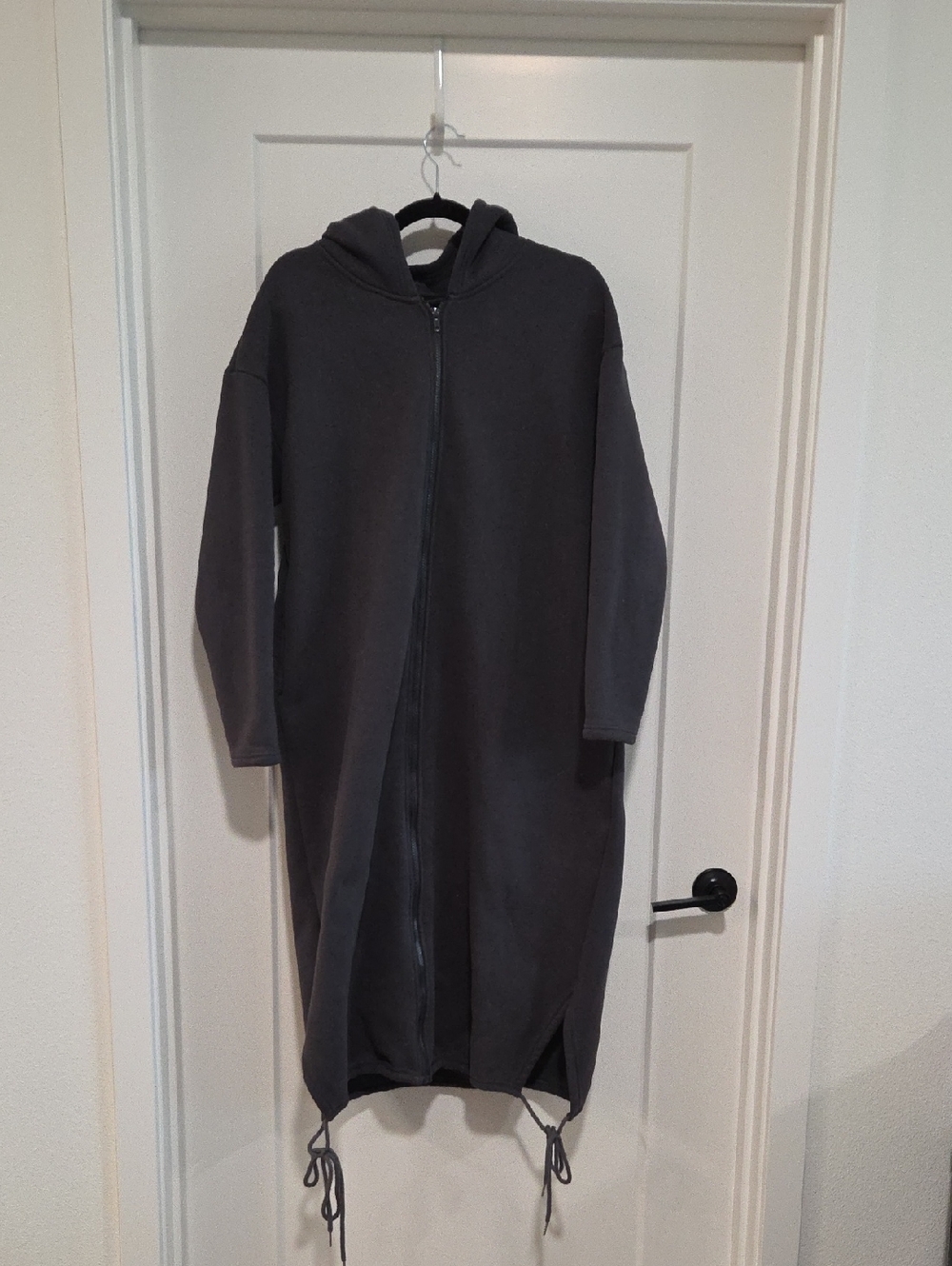 Long Hooded Full-Zip Cozy Cardigan - Charcoal